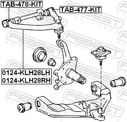 Control/Trailing Arm, wheel suspension 0124-KLH28LH