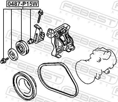 FEBEST 0487-P15W Tensioner Pulley, V-ribbed belt