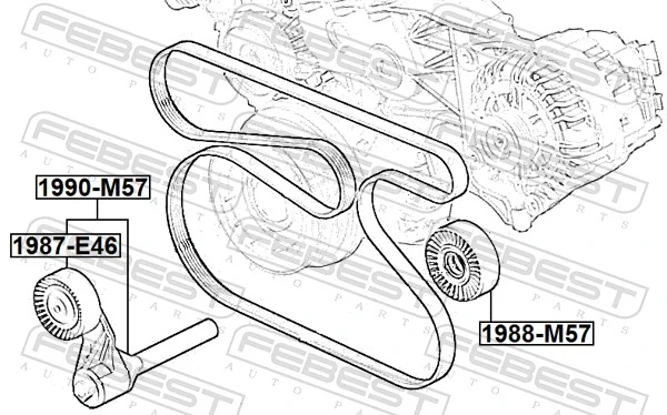 Belt Tensioner, V-ribbed belt 1990-M57