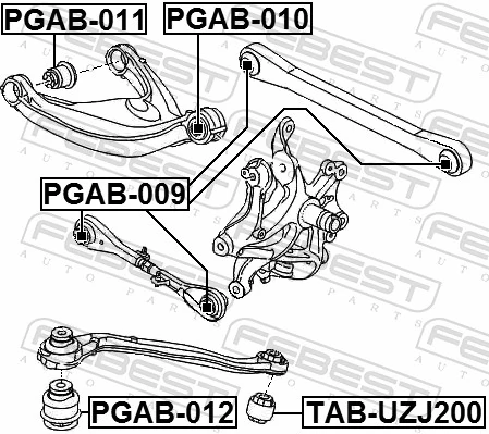 Mounting, control/trailing arm PGAB-009