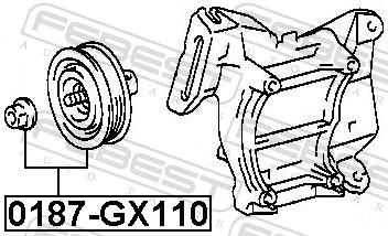 FEBEST 0187-GX110 Tensioner Pulley, V-ribbed belt