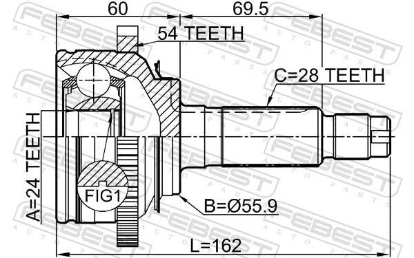 FEBEST 2210-CARNFLA54 Joint Kit, drive shaft