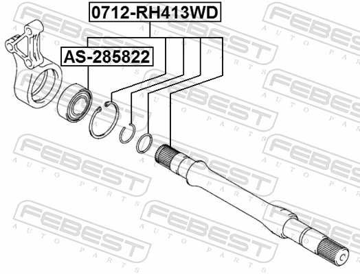 FEBEST AS-285822 Bearing, drive shaft
