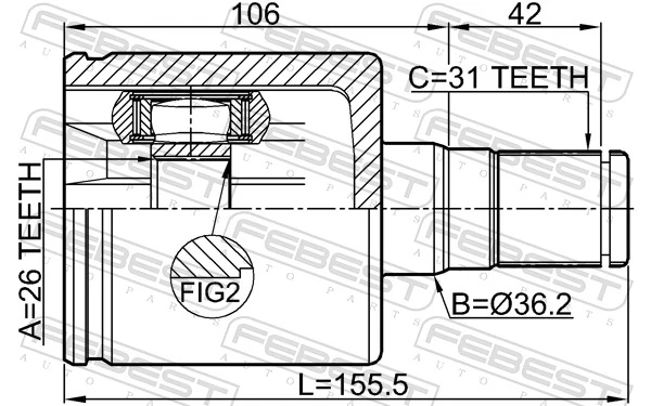 FEBEST 2711-S60IILH Joint Kit, drive shaft