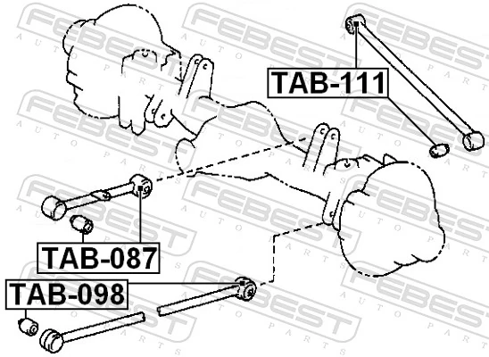 Mounting, control/trailing arm TAB-098