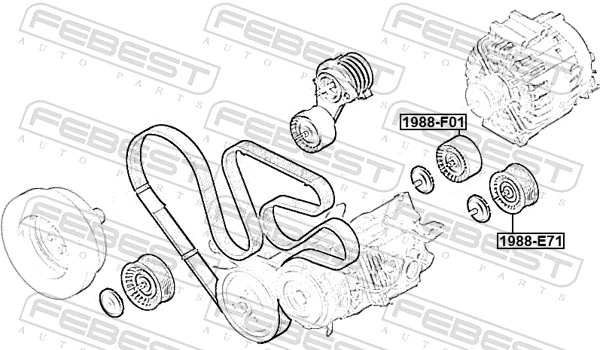 FEBEST 1988-E71 Deflection/Guide Pulley, V-ribbed belt
