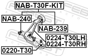Repair Kit, control arm NAB-T30F-KIT