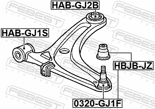 FEBEST HAB-GJ2B Mounting, control/trailing arm