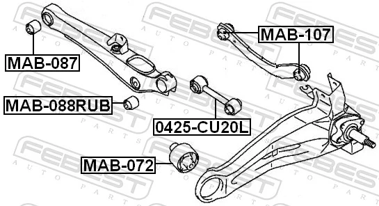 Mounting, control/trailing arm MAB-088RUB