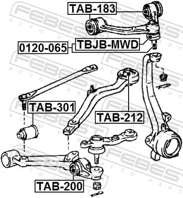 FEBEST TAB-301 Mounting, control/trailing arm