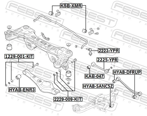 FEBEST 2225-YPR Control/Trailing Arm, wheel suspension