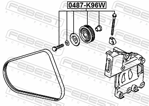 FEBEST 0487-K96W Tensioner Pulley, V-ribbed belt