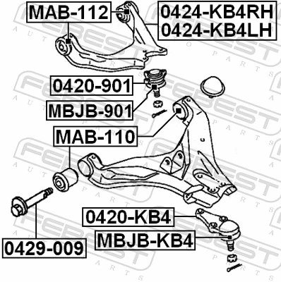 Control/Trailing Arm, wheel suspension 0424-KB4LH