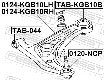 Mounting, control/trailing arm TAB-KGB10B