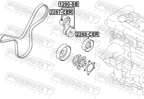 Belt Tensioner, V-ribbed belt 1290-SB