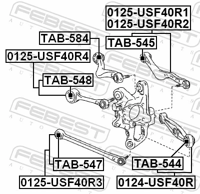 Mounting, control/trailing arm TAB-545