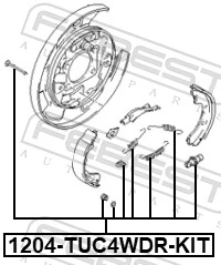 Accessory Kit, parking brake shoes 1204-TUC4WDR-KIT