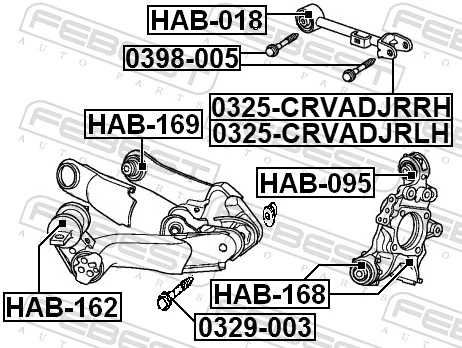 Control/Trailing Arm, wheel suspension 0325-CRVADJRRH