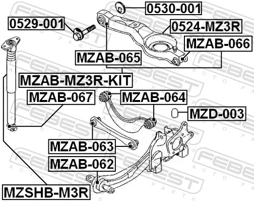 Mounting, control/trailing arm MZAB-066