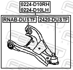 Control/Trailing Arm, wheel suspension 0224-D10RH