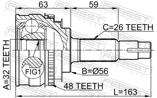 FEBEST 0110-027A48 Joint Kit, drive shaft