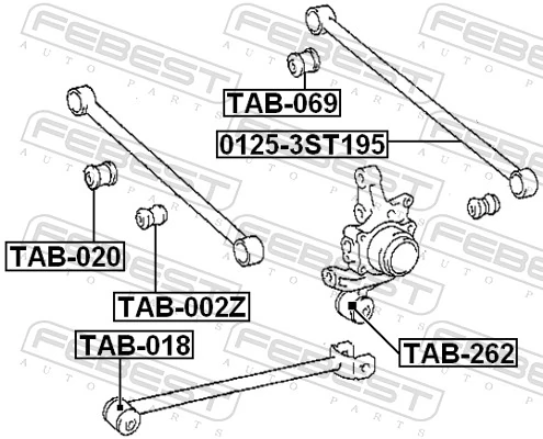 Mounting, control/trailing arm TAB-020