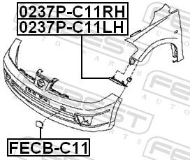 FEBEST 0237P-C11LH Mounting Bracket, bumper