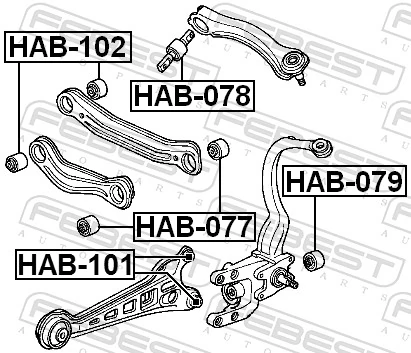 Mounting, control/trailing arm HAB-078