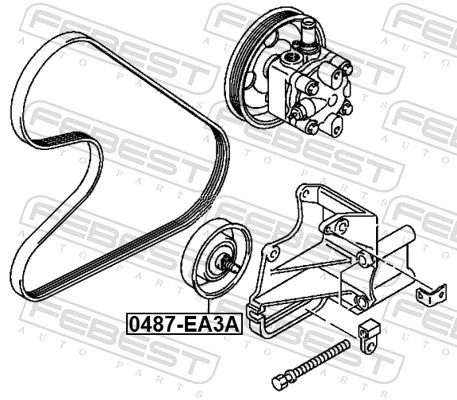 FEBEST 0487-EA3A Tensioner Pulley, V-ribbed belt