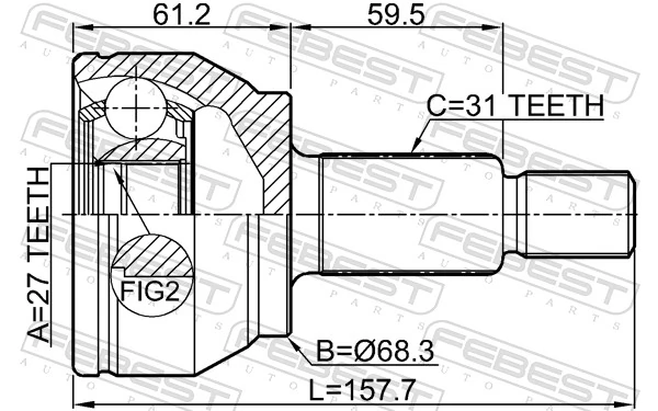 Joint Kit, drive shaft 2910-EVOQ