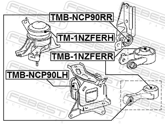 FEBEST TMB-NCP90RR Mounting, engine