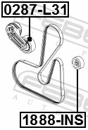 FEBEST 1888-INS Deflection/Guide Pulley, V-ribbed belt