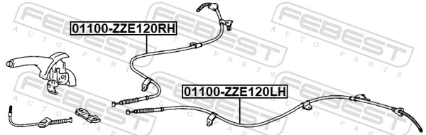 Cable Pull, parking brake 01100-ZZE120RH