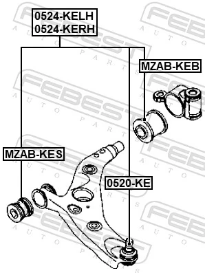 Control/Trailing Arm, wheel suspension 0524-KELH