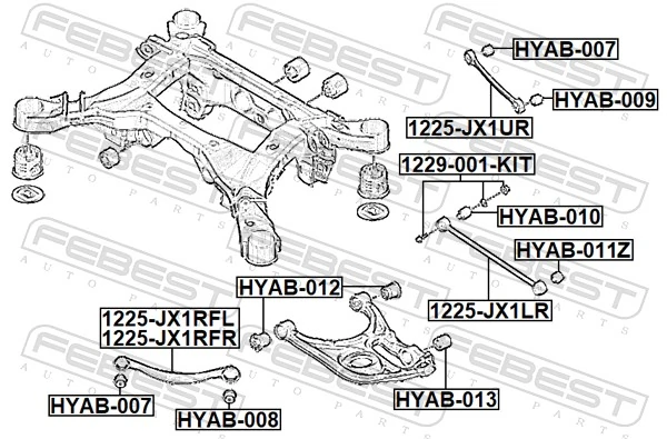 FEBEST 1225-JX1LR Control/Trailing Arm, wheel suspension