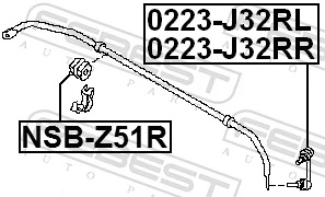Mounting, stabiliser bar NSB-Z51R