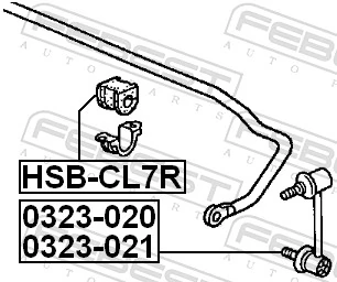 Mounting, stabiliser bar HSB-CL7R