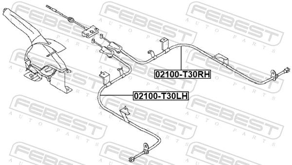 Cable Pull, parking brake 02100-T30RH
