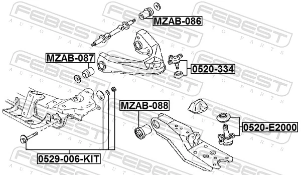 FEBEST MZAB-087 Mounting, control/trailing arm