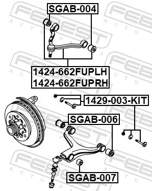 Control/Trailing Arm, wheel suspension 1424-662FUPRH