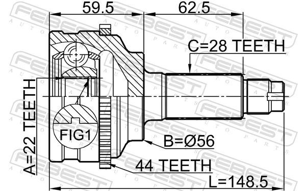 FEBEST 0510-038A44 Joint Kit, drive shaft