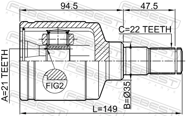 FEBEST 0711-BALLH Joint Kit, drive shaft