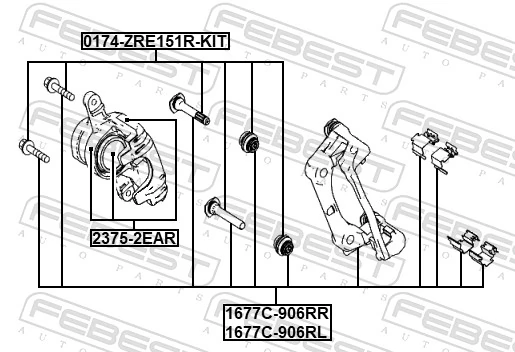 FEBEST 1677C-906RL Brake Caliper Bracket Set