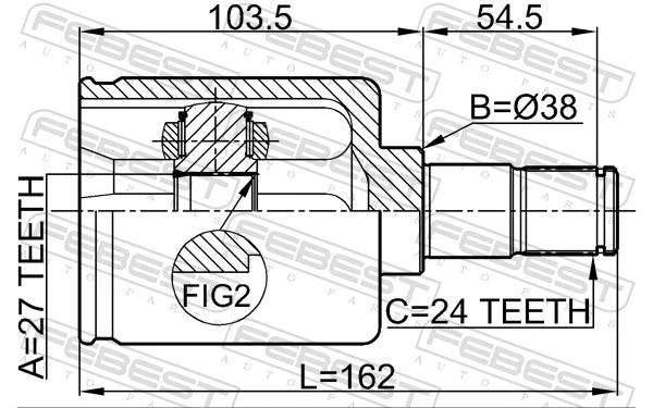 FEBEST 1611-203RH Joint Kit, drive shaft