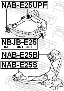 FEBEST NAB-E25S Mounting, control/trailing arm