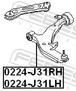 Control/Trailing Arm, wheel suspension 0224-J31RH