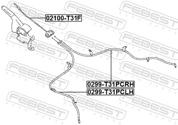 FEBEST 02100-T31F Cable Pull, parking brake