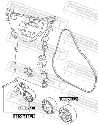 FEBEST 1590-T11FL Belt Tensioner, V-ribbed belt