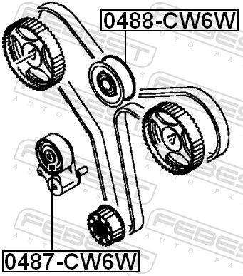 FEBEST 0488-CW6W Deflection/Guide Pulley, timing belt