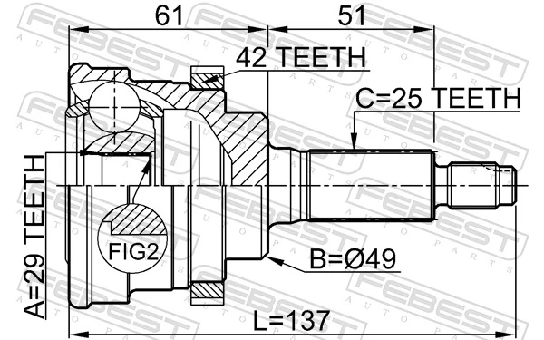 Joint Kit, drive shaft 0710-029A42